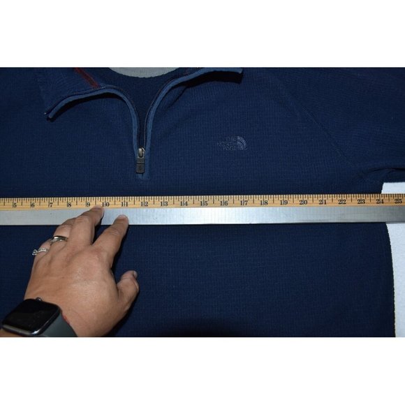 The North Face Men's Sweatshirt Size XL Blue Fleece 1/4 Zip Waffle Pullover - Picture 12 of 13